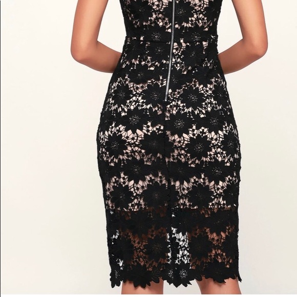 Lulu’s Black and Nude Bodycon Dress - Picture 4 of 5